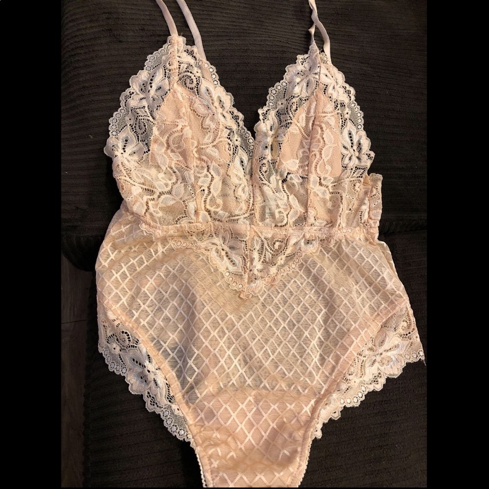 Pink Lace Bodysuit Mura Boutique NEW